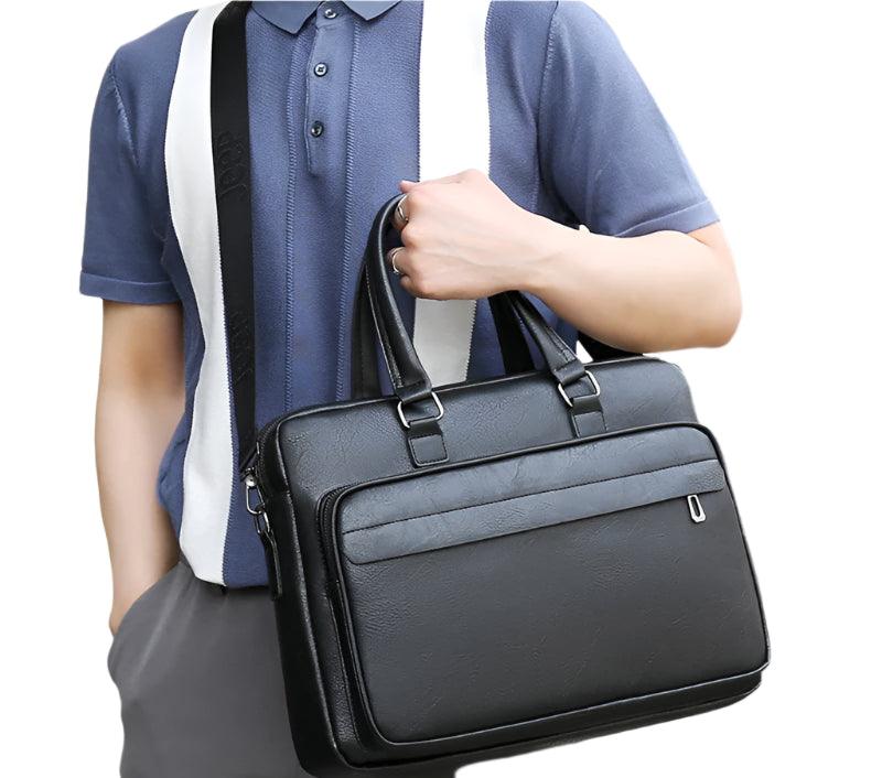 PU Leather Business Briefcase: Handbag, Laptop Folder & Crossbody Messenger Bag - JVMCL