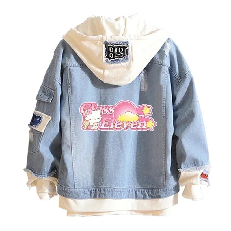 A Hello Kitty High-Quality Anime collectible Denim Bomber Jacket - JVMCL