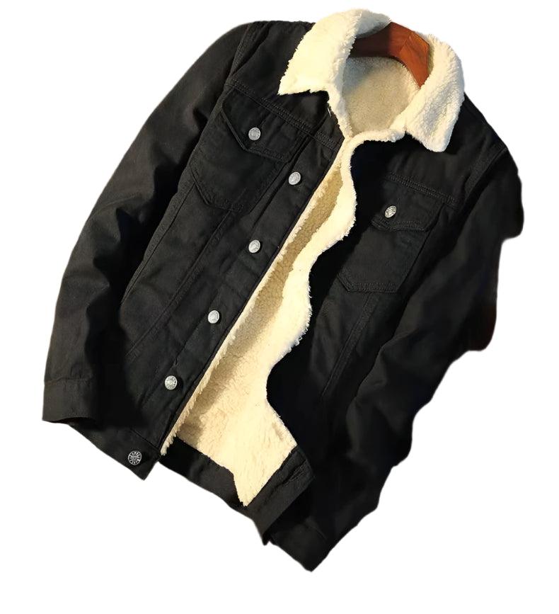 Men's Warm Fleece-Lined Denim Jacket – Winter Casual Slim Windbreaker - JVMCL