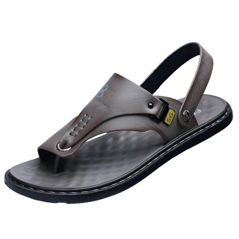 Men's Summer Water Trekking Beach Sandals-Anti-Slip Soft Sole Leather Flip Flops - JVMCL