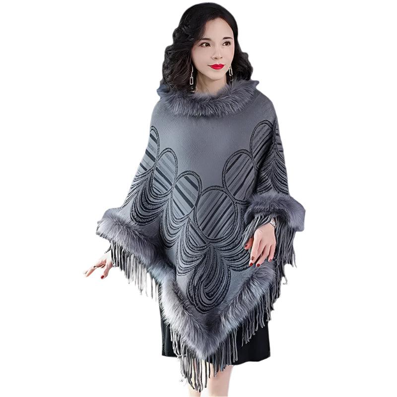 Women's Cashmere Pashmina Cape – Oversized Winter Shawl with Tassels - JVMCL