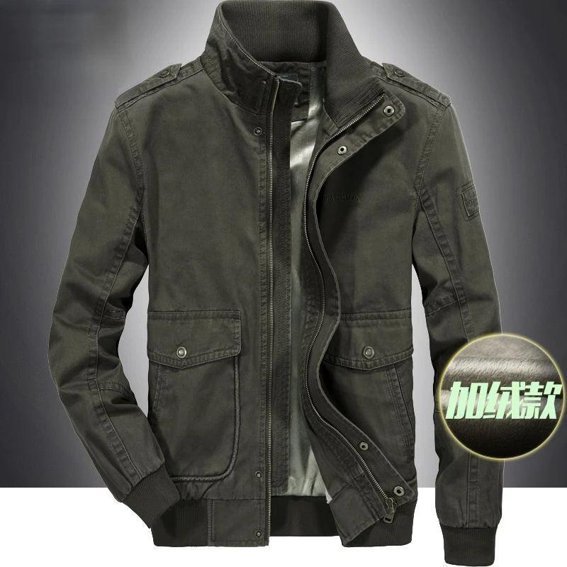 Men's Cotton Military Tooling Spring Autumn Jacket – Stand Collar Casual Coat - JVMCL