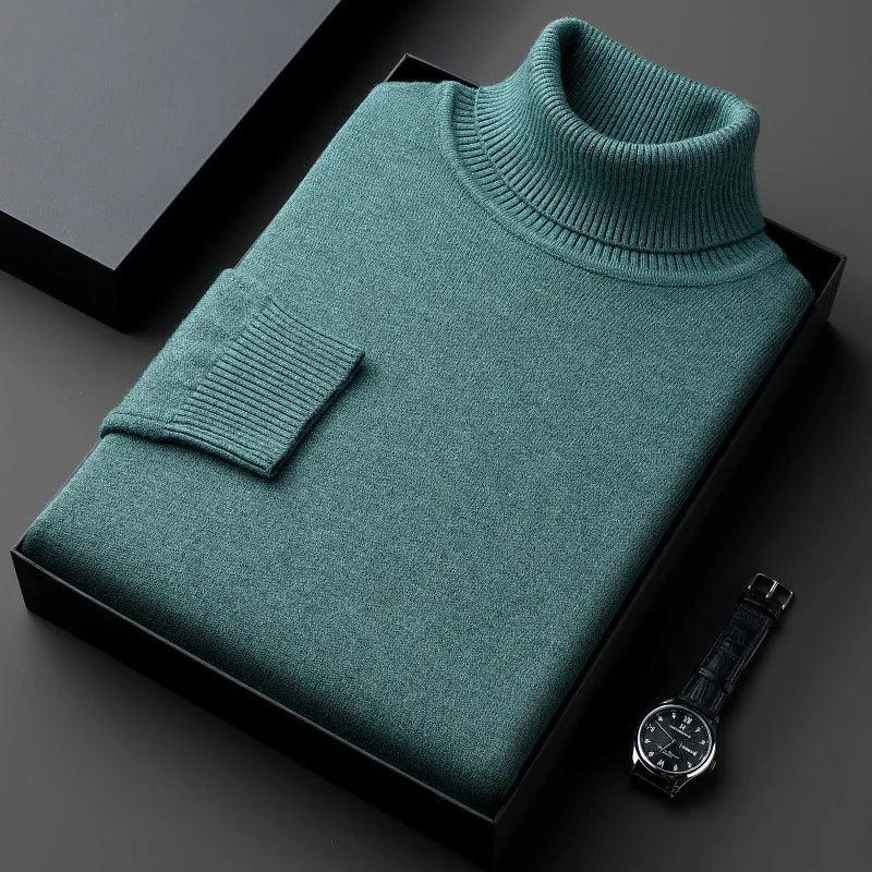 Men’s Knitted Turtleneck Sweater – Slim Fit, Anti-Pilling, Long Sleeve Pullover - JVMCL