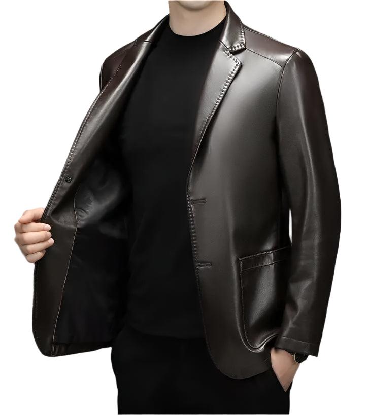 High-Quality Genuine Sheepskin Men's Leather Suit Coat – Autumn and Winter Jacket - JVMCL