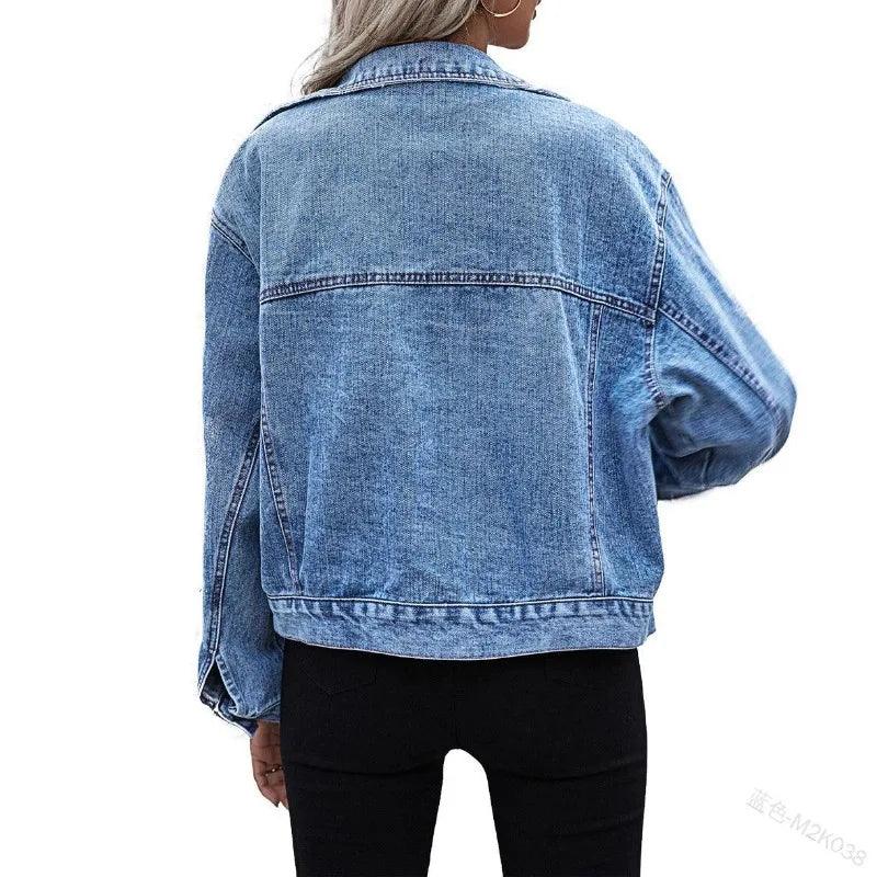 Regular fit Autumn Punk Style Women’s Loose Denim Jacket - Casual Jean Outerwear - JVMCL