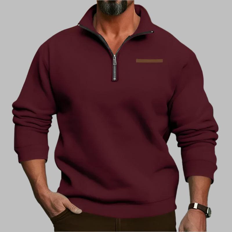 Men’s Large Size Winter Plush Half-Zip Pullover – Casual Stand-Up Collar Hoodie - JVMCL