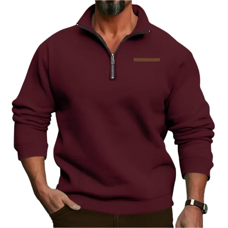 Men’s Large Size Winter Plush Half-Zip Pullover – Casual Stand-Up Collar Hoodie - JVMCL