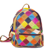 Multicolor Genuine Leather Backpack – Fashionable & Functional School Bag - JVMCL