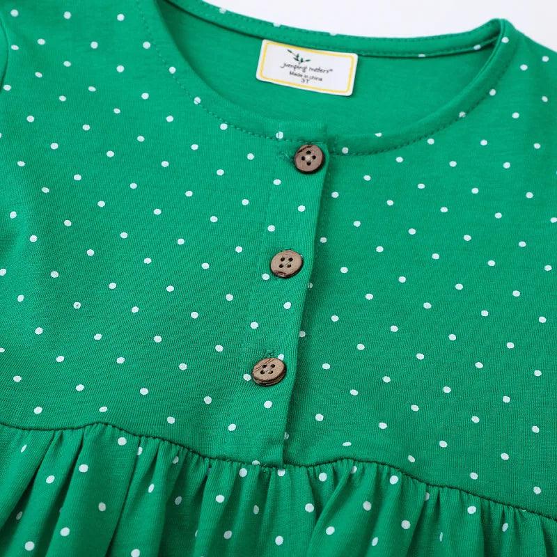 Charming Dots Button Girls' Dress – Cozy Autumn & Winter Party Outfit for Kids - JVMCL