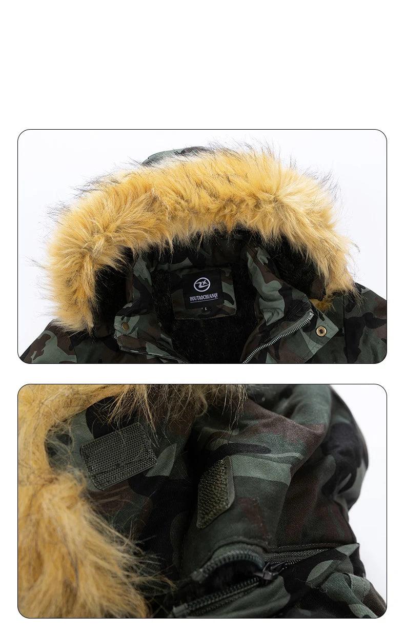 Men's Camouflage Winter Parka - Removable Hood Fleece Thickened Coat - JVMCL