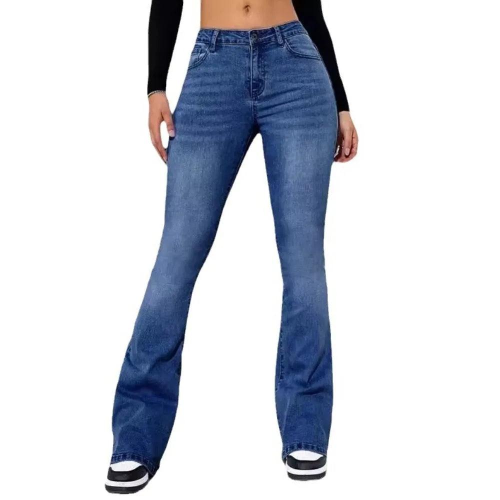 High-Waist Slim Fit Flare Jeans – European & American Hot-Selling Elastic Denim - JVMCL