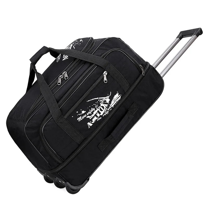 Large Capacity Trolley Bag with Wheels – Durable Oxford Rolling Luggage for Travel - JVMCL