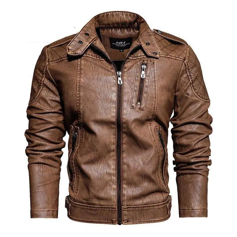 Autumn and Winter Men’s Casual Leather Business Windproof Sports Coat Jacket - JVMCL