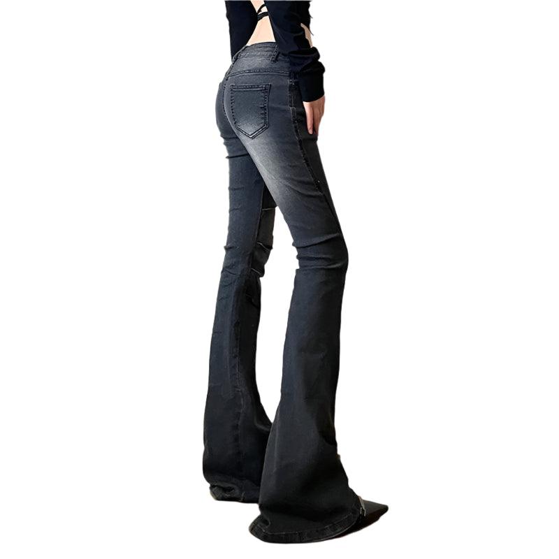 Rockmore Vintage Y2K Low-Rise Skinny Flare Jeans – Grunge Aesthetic Denim Pants - JVMCL