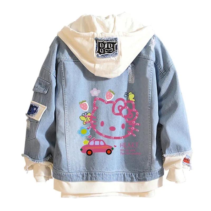 A Hello Kitty High-Quality Anime collectible Denim Bomber Jacket - JVMCL