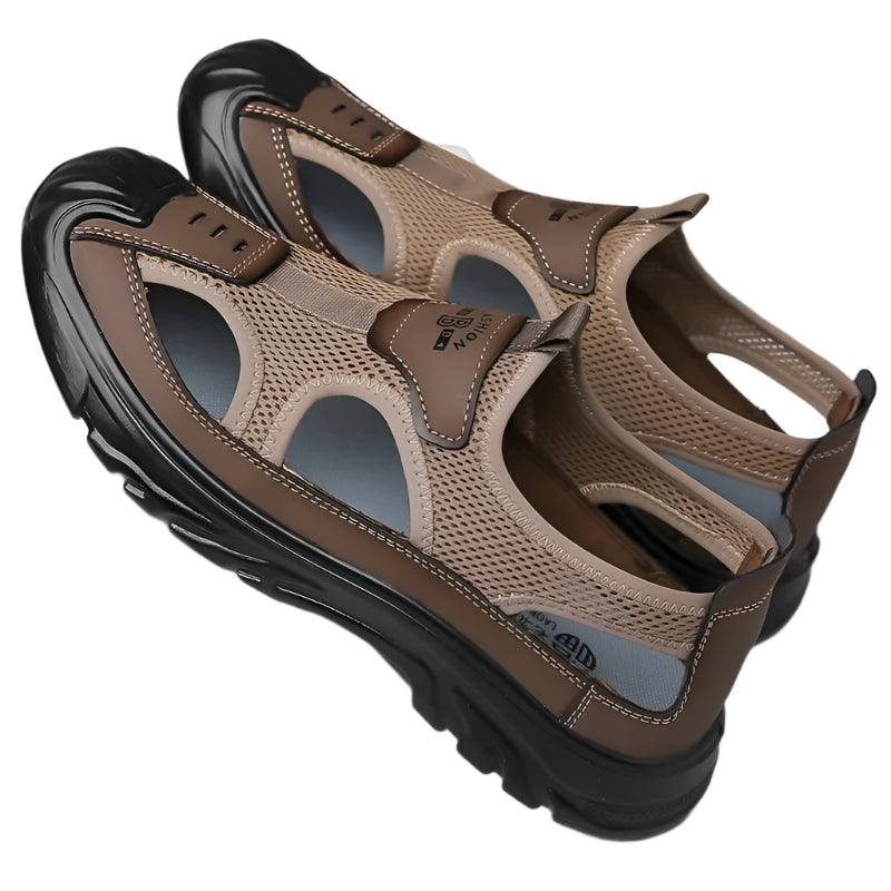 Men's Breathable Mesh Outdoor Sandals – Anti-Skid Hollow Beach Flats - JVMCL