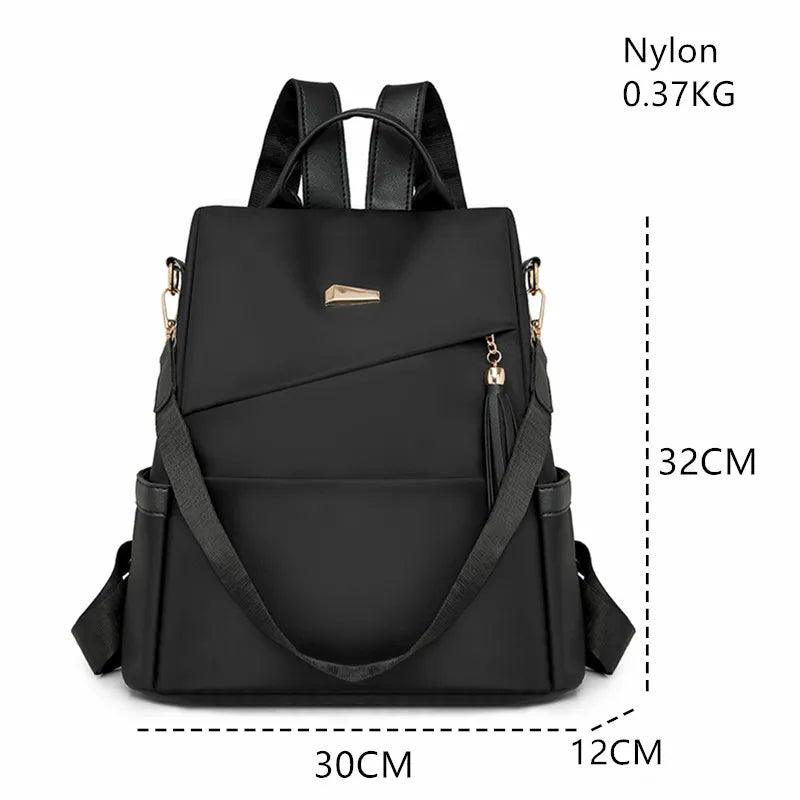 Fashion Tassel Decorative Anti-Theft Nylon Backpack – Secure, Stylish & Spacious - JVMCL