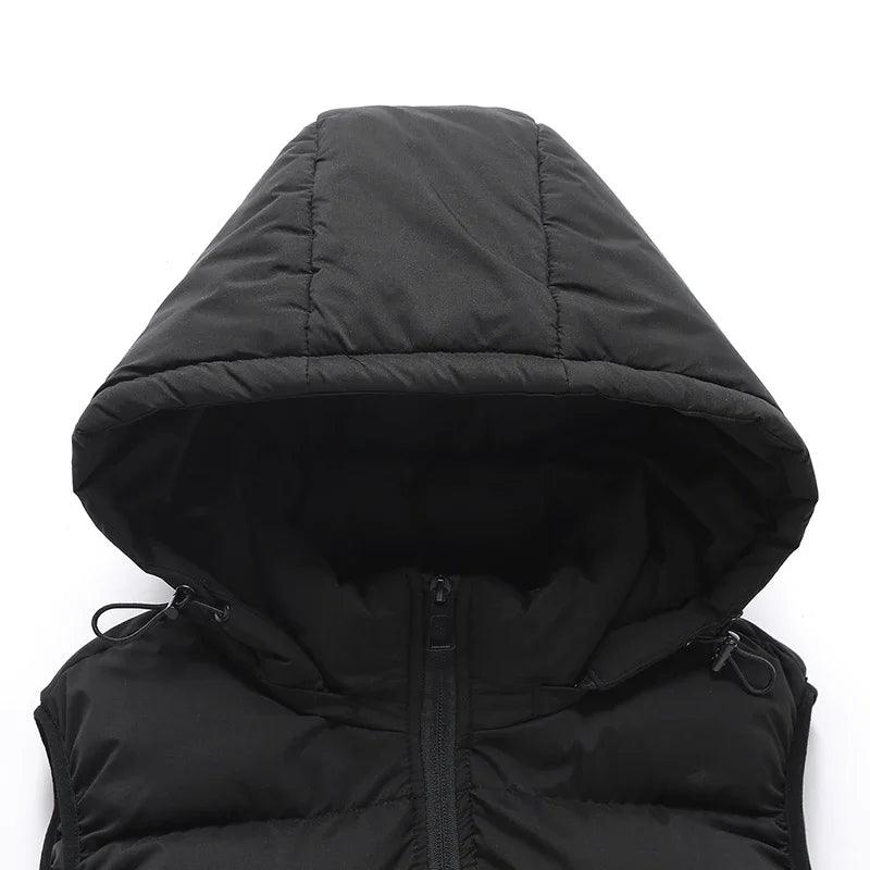 Warm and Stylish Men's Autumn and Winter Thick Hooded Vest with Detachable Hat - JVMCL