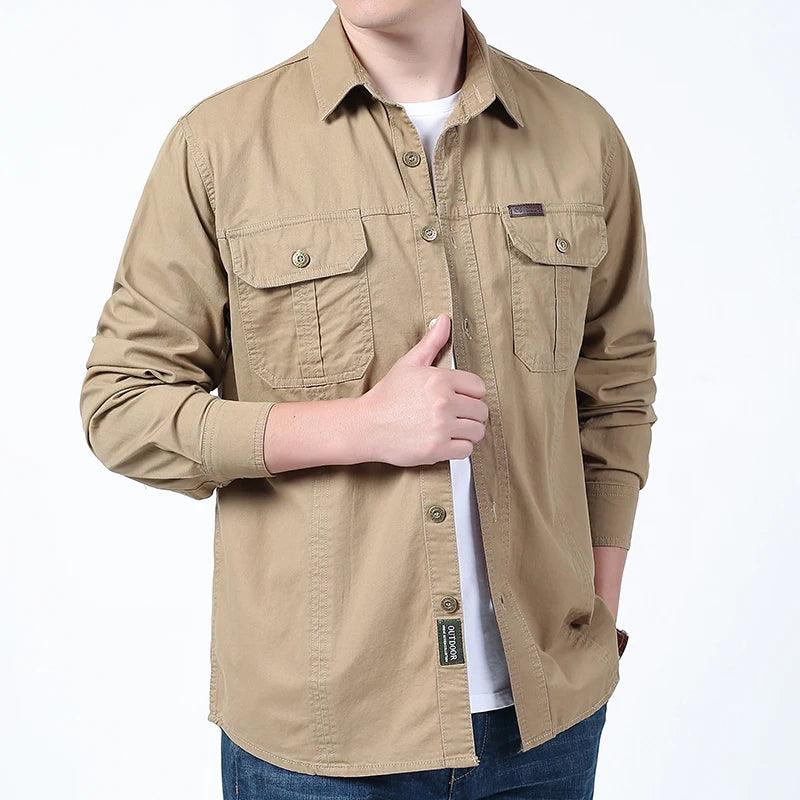 Lightweight & Breathable Men’s Plus Size Long Sleeve Tactical Outdoor Shirt - JVMCL