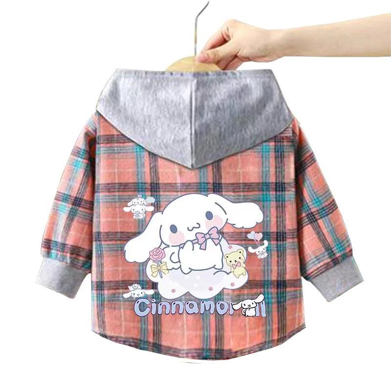 Kitty-Inspired Cute & Casual Hello Hooded Plaid Kids Shirt Outfit (1-12 Years) - JVMCL