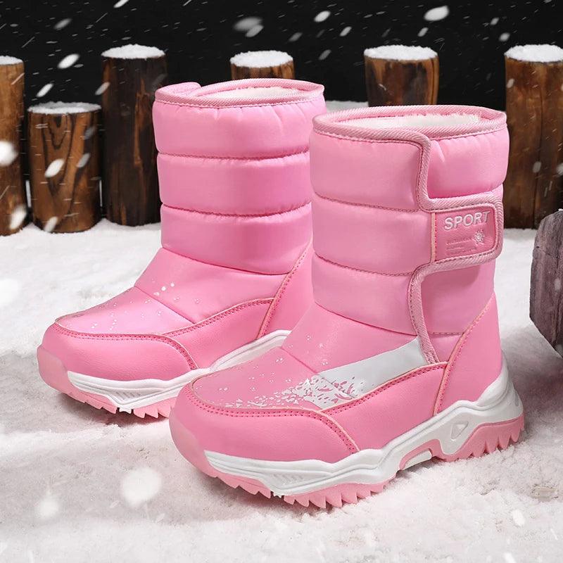 Adventure Warm Stylish Winter Outdoor Waterproof Plush Snow Boots for Kids - JVMCL