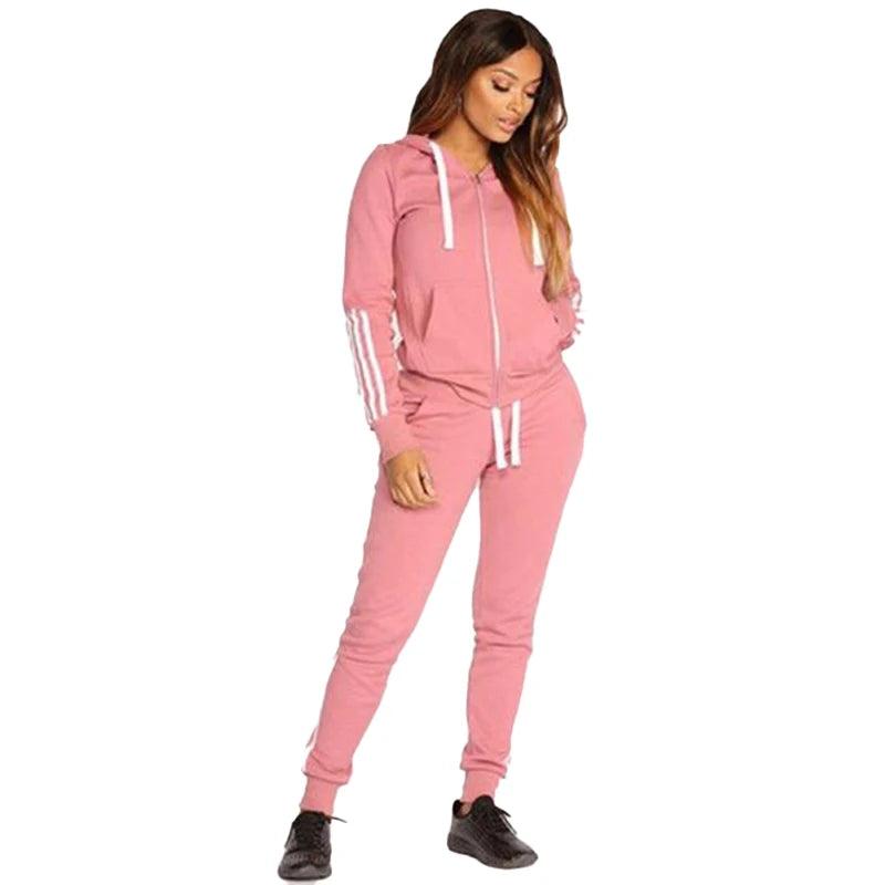 Women's Jogging Street Style Casual Hoodies & Pants 2-Piece Tracksuit Set - JVMCL