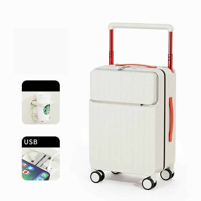 Wide Drawbar Front-Opening Carry-On Luggage & Rolling Suitcase - JVMCL