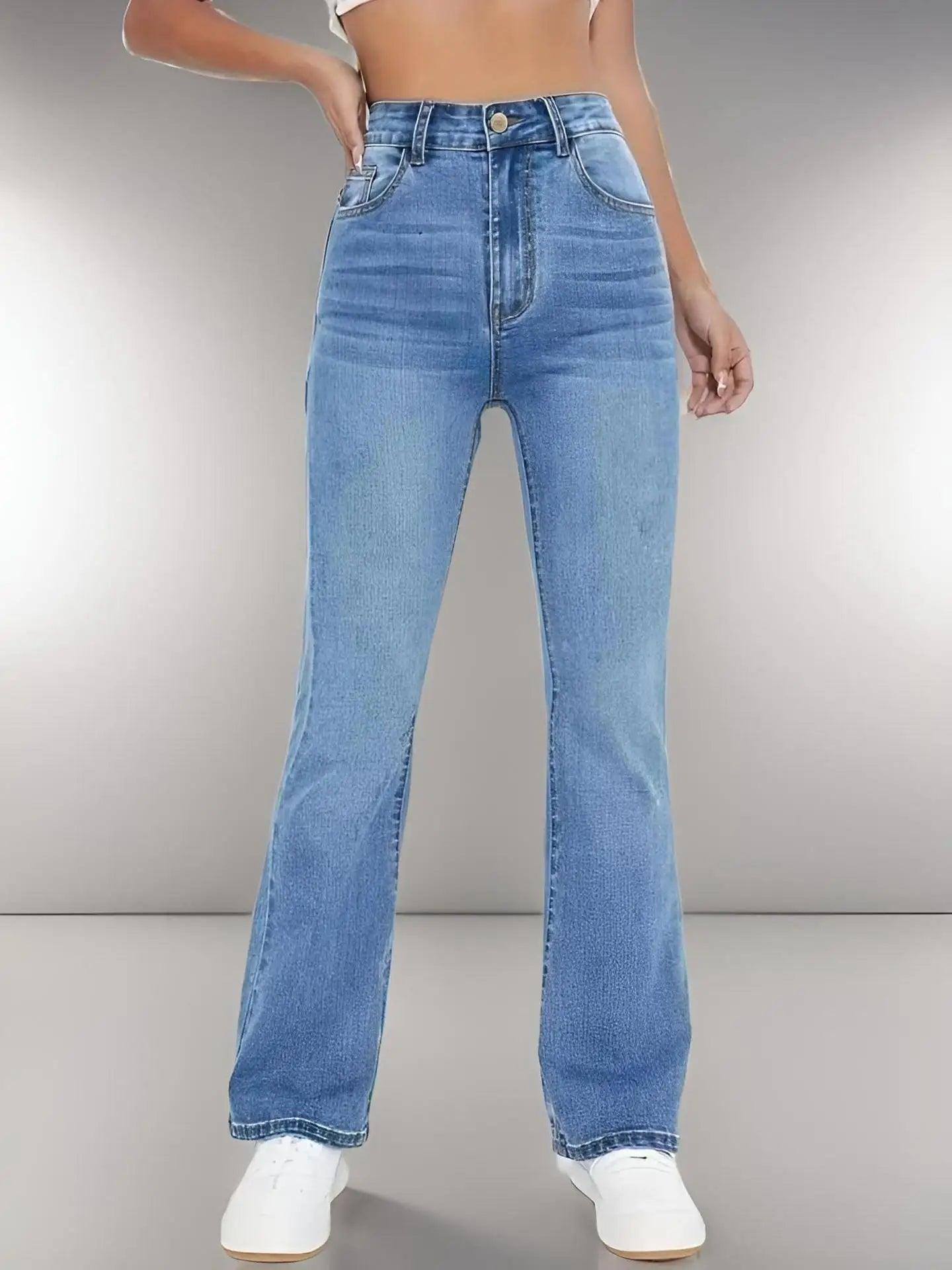 Trendy High-Waist Slimming Straight-Leg Jeans – European & American Casual Chic - JVMCL