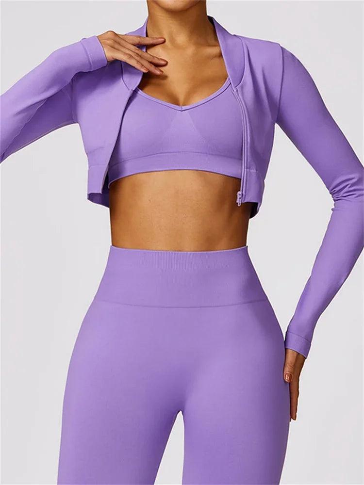 Stylish and Comfortable Tight Seamless Women's Sport Jacket for Yoga and Fitness - JVMCL