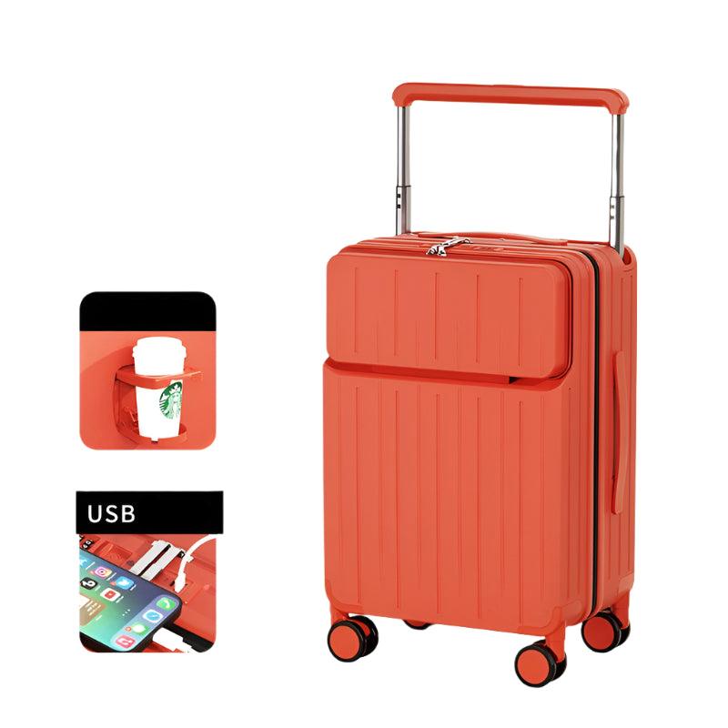 Wide Drawbar Front-Opening Carry-On Luggage & Rolling Suitcase - JVMCL