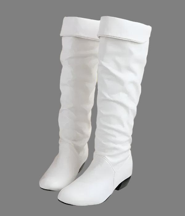 High-top Long Black White Fashionable Autumn/winter Martial Women's Boots - JVMCL