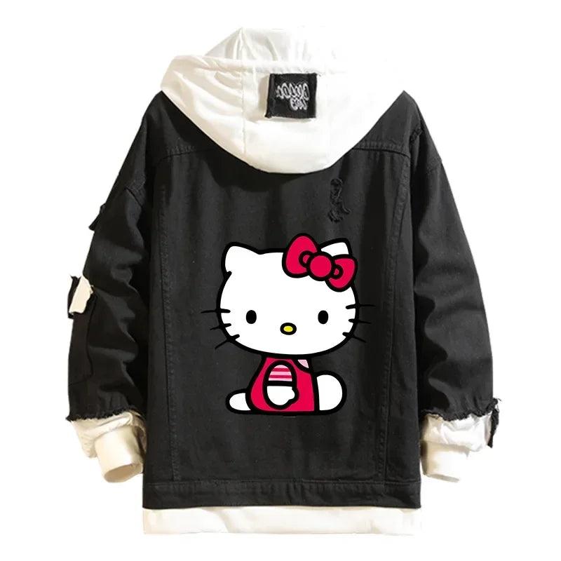 A Hello Kitty High-Quality Anime collectible Denim Bomber Jacket - JVMCL