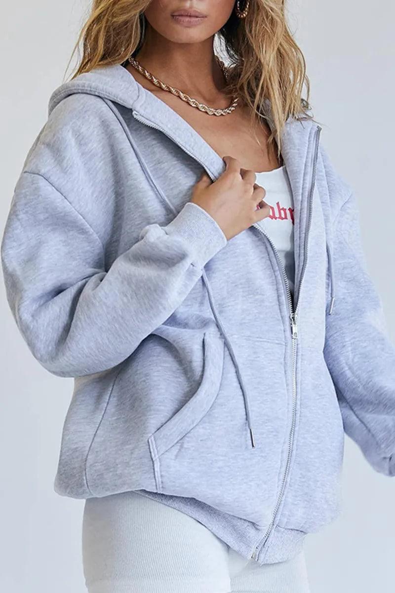 Cute Oversized Hoodie for Women and Teenage Girls – Casual Autumn Zipper Jacket - JVMCL