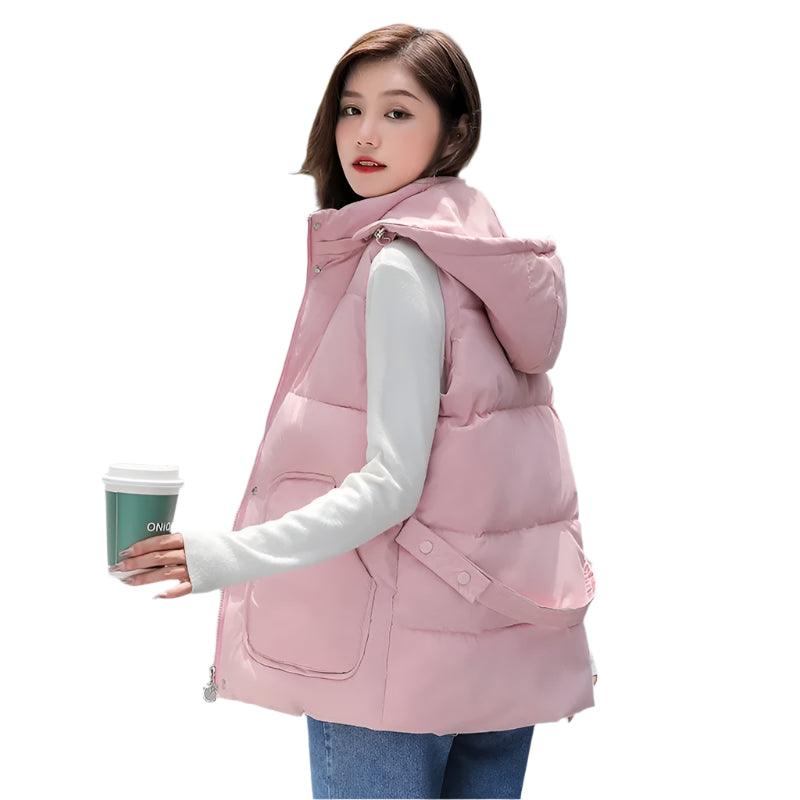 Hooded Short Warm Women Autumn & Winter Cotton Vest Jacket - JVMCL