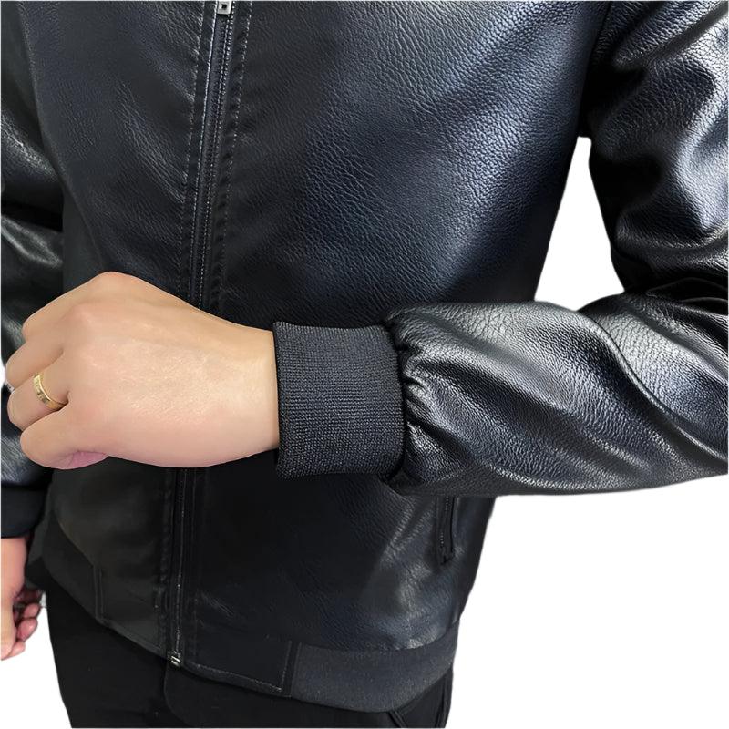 Casual Motorcycle Windbreaker Slim Fit Faux Leather Motorcycle Jacket for Men - JVMCL