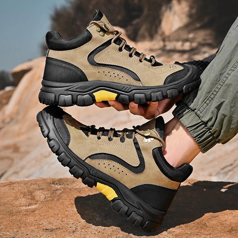 Men's Anti-Slip Outdoor Genuine Leather Hiking Walk Mountaineering Snow Boots - JVMCL