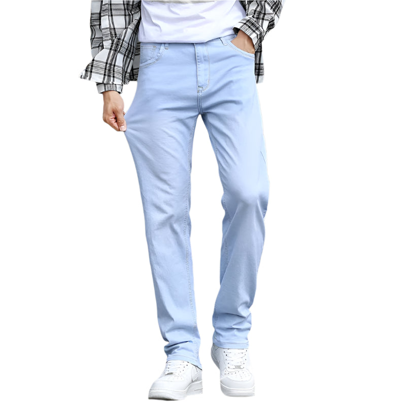 Autumn New Men's Sky Blue Slim Stretch Jeans – Classic Casual Style - JVMCL