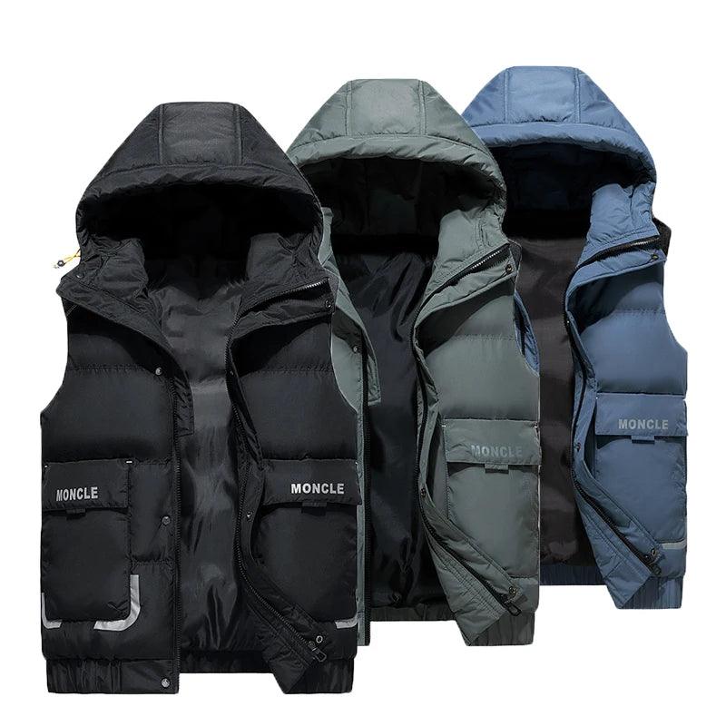 Men's Stylish Warmth Sleeveless Hooded Vest Jacket for Autumn and Winter - JVMCL