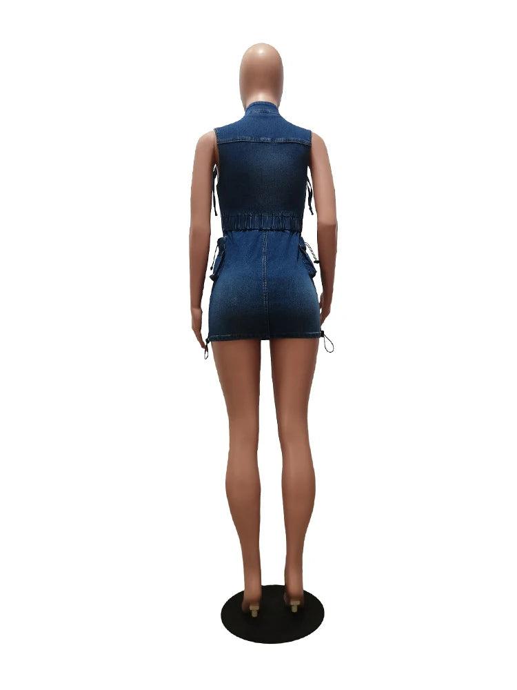 Elastic Waist Fashion Summer Ladies Denim Skirt Dress - Sexy, Chic, and Elegant - JVMCL