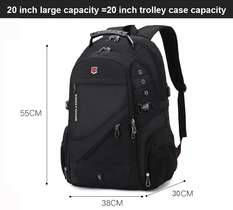 Waterproof 17-Inch Laptop USB Charging Large Capacity Travel & School Backpack