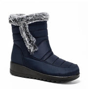 Women's Mid-Calf Snow Boots – Plush-Lined Platform Winter Boots with Down Upper - JVMCL