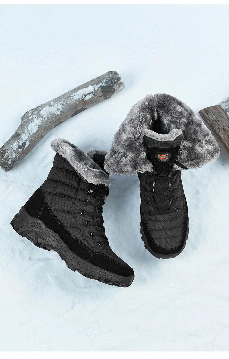 Super Warm Men Hiking Waterproof Leather Winter Snow Boots Sneakers - JVMCL