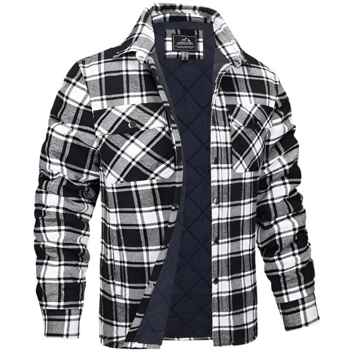 Men’s Plaid Long-Sleeve Winter Jacket – Thick Lapel Bomber Coat for Autumn & Winter - JVMCL