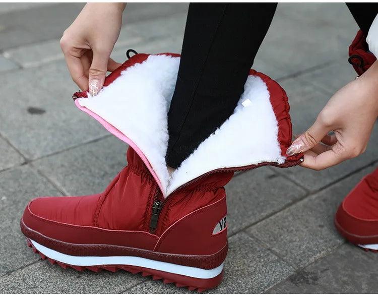 Fashion Platform Winter Thick Plush Waterproof Non-slip Boots Women Winter Shoes - JVMCL