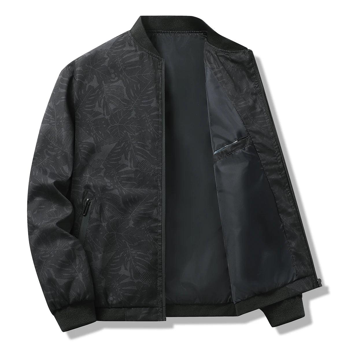 Men's Spring Autumn Printed Windbreaker - Slim Fit Bomber Jacket - JVMCL