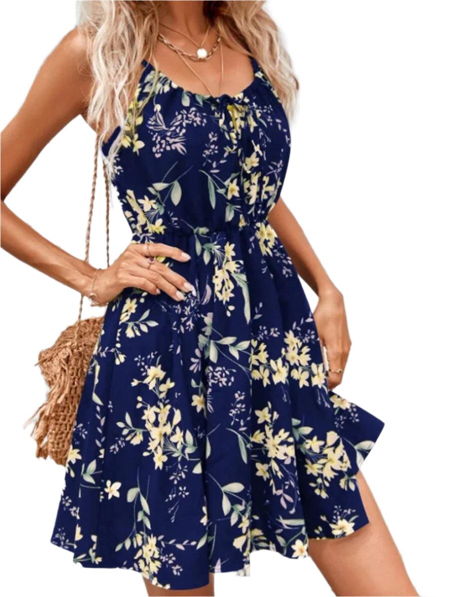 Summer Floral Print Spaghetti Strap Mini Dress – 2024 Y2K Beach Sundress - JVMCL