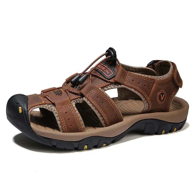 Men's Genuine Leather Gladiator Sandals – Sizes 38-47 - JVMCL