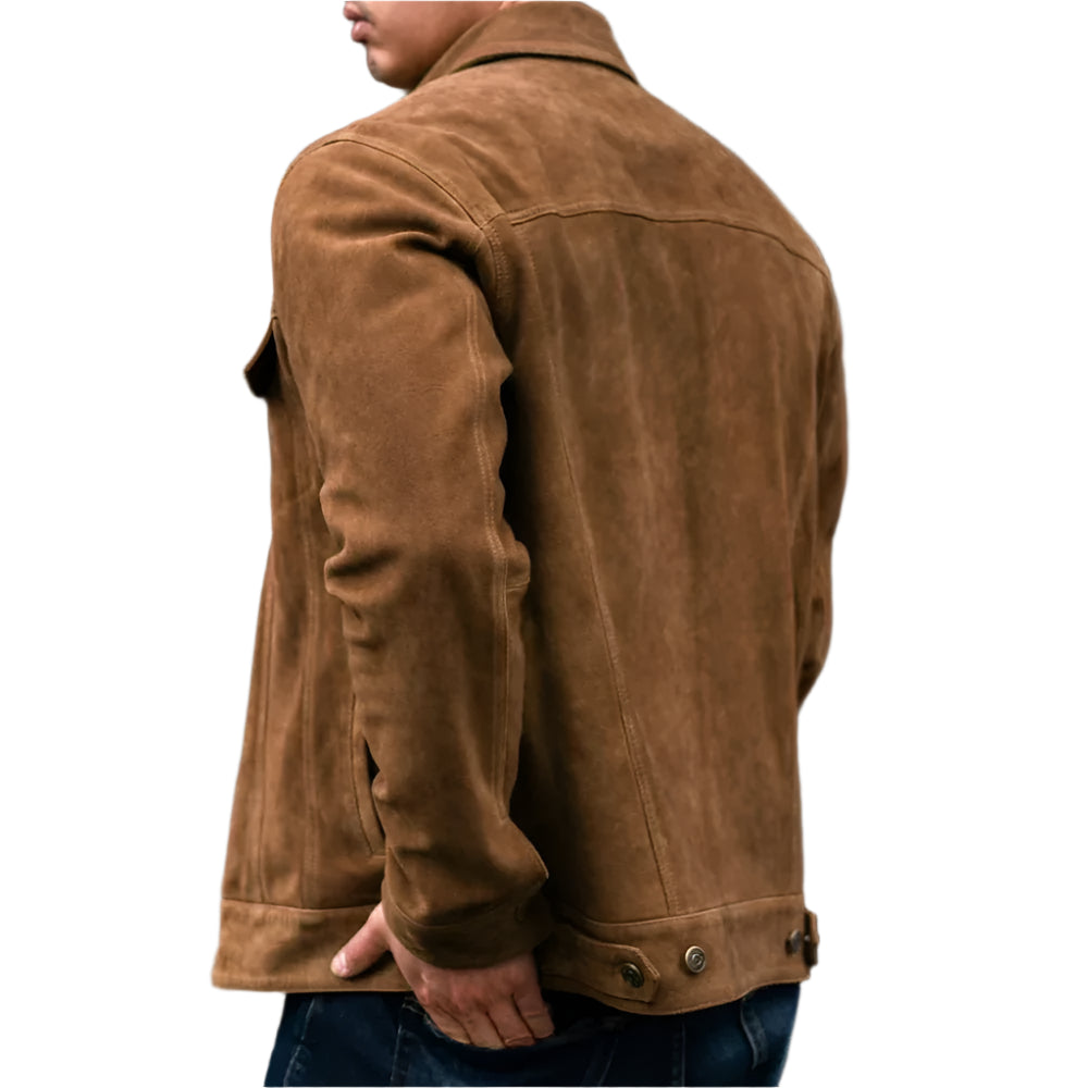 Men's Suede Jacket – Elegant Casual Suit Blazer for Spring & Autumn