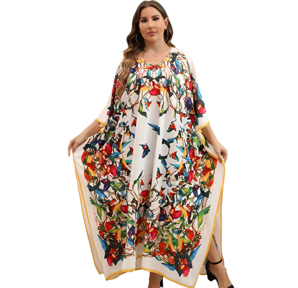 Plus Size Bohemian Nightdress - Silky Beach Robe & Homewear for Women - JVMCL