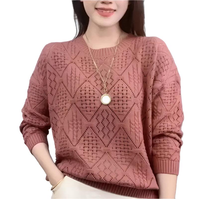 Elegant Knitted Sweater Loose-Fit Daily Work Casual Jumper for Spring Autumn - JVMCL